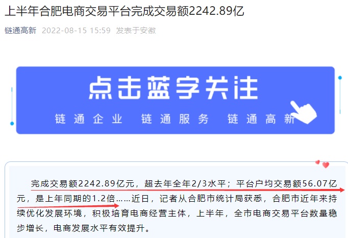 合肥電商交易平臺上半年完成交易額2242.89億元