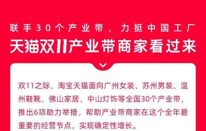 天貓雙11聯手30個產業帶助力商家備貨