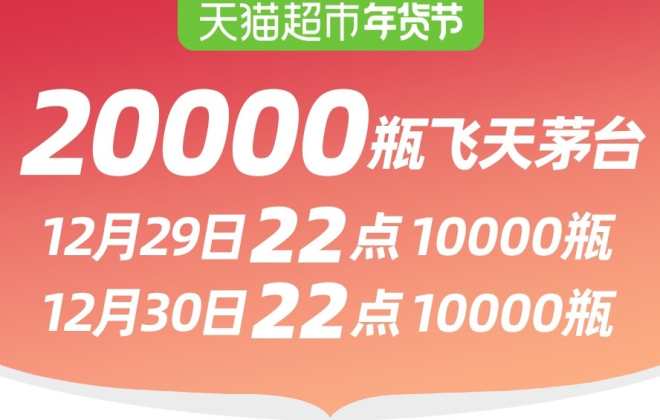 天貓超市年貨節放量20000瓶1499元飛天茅臺