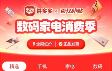 拼多多百億補(bǔ)貼啟動“數(shù)碼家電消費(fèi)季” 首季投入10億