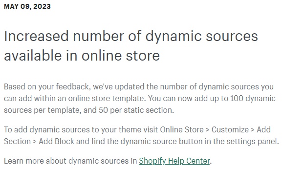 Shopify在線商店中可用動態資源數量增加