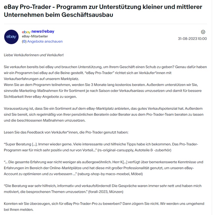 eBay德國站推出“eBay Pro-Trader”計(jì)劃