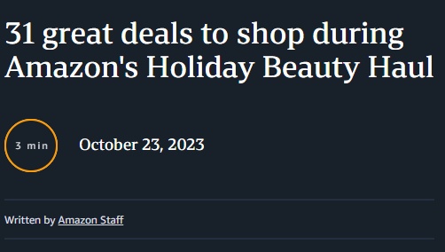 亞馬遜舉辦第三屆Holiday Beauty Haul大促