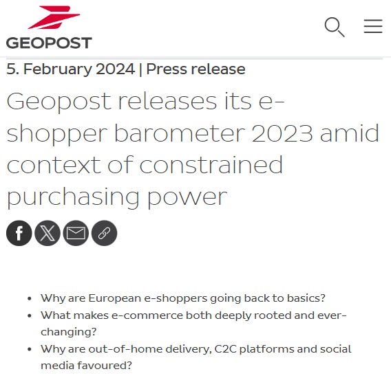 Geopost發布2023年電子商務購物晴雨表