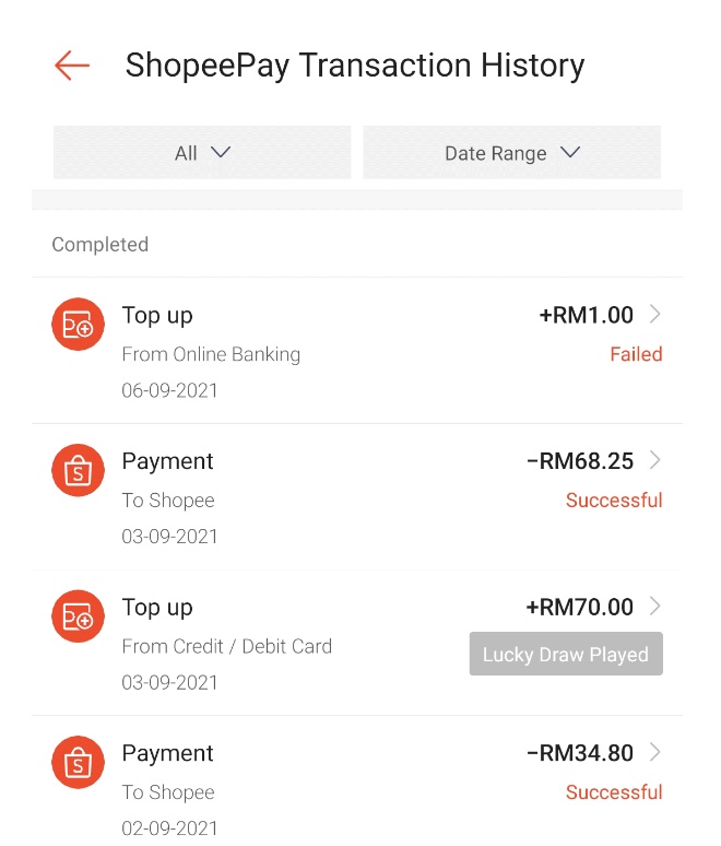 Shopee官方錢包上線交易明細查看功能