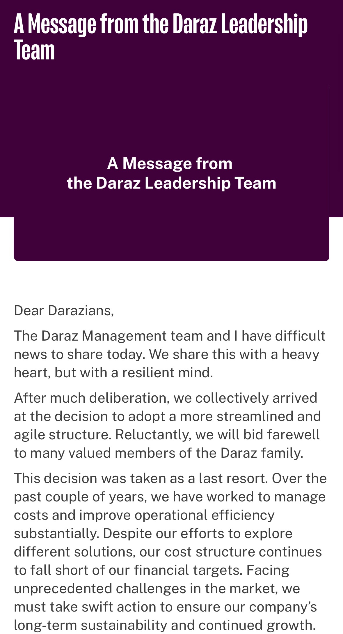 Daraz宣布裁員