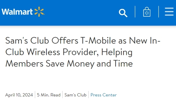 山姆會(huì)員店推出獨(dú)家會(huì)員無(wú)線服務(wù)T-Mobile